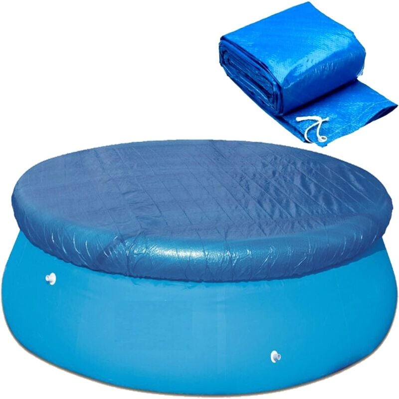 foto del prodotto copertura per piscina rotonda da 244 cm telaio di protezione solare in metallo e prisma di facile installazione copertura in polietilene