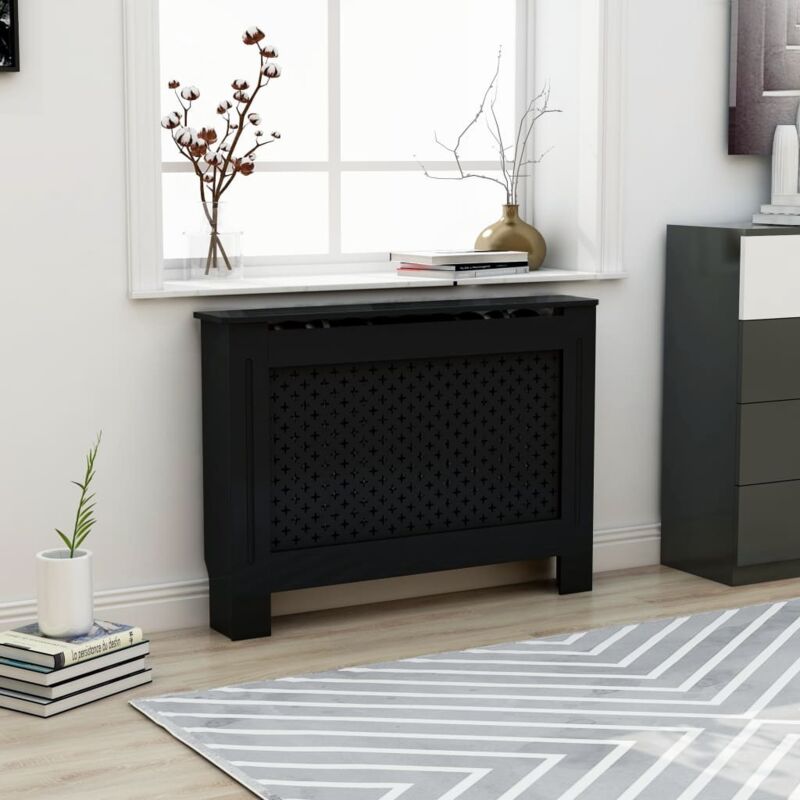 foto del prodotto copertura per radiatore nera 112x19x81,5 cm in mdf vidaxl