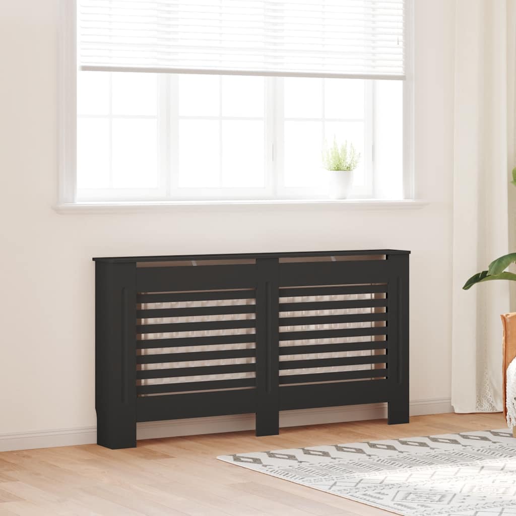foto del prodotto copertura per radiatore nera 152x19x81,5 cm in mdf vidaxl