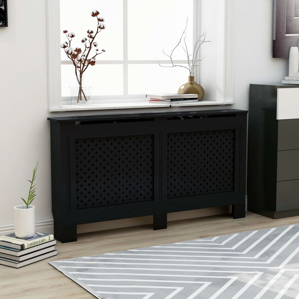 foto del prodotto copertura per radiatore nera 152x19x81 cm in mdf cod mxl 76797