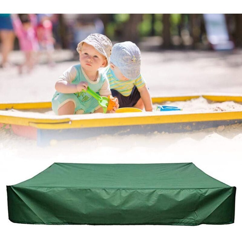 foto del prodotto copertura per sabbiera 150x150x20cm telo di copertura per sabbiera per bambini piccolo quadrato verde telo di copertura impermeabile per vasca