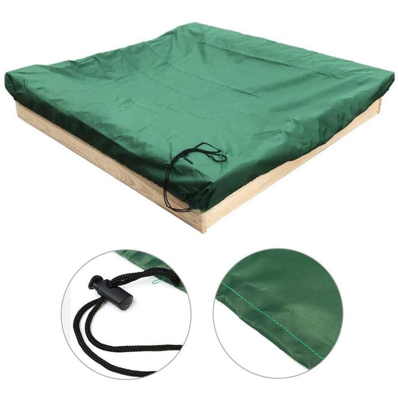 foto del prodotto copertura per sabbiera 180x180x20cm copertura per sabbiera per bambini piccola copertura quadrata verde impermeabile per vasca da bagno con coulisse