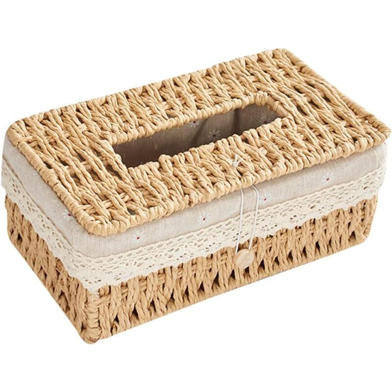 foto del prodotto copertura per scatola di fazzoletti intrecciati, supporto per scatola di fazzoletti in rattan, supporto per scatola di fazzoletti in vimini per auto,