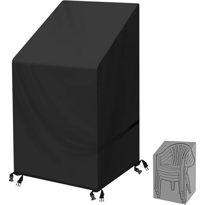 foto del prodotto copertura per sedia da giardino impilabile impermeabile, resistente, tessuto oxford 420d, nero, 120x64x64 70cm