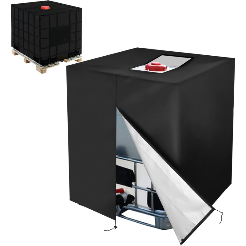foto del prodotto copertura per serbatoio dell acqua ibc, 1000 l, copertura per contenitore, serbatoio dell acqua, antipioggia, con cerniera, antivento, resistente ai