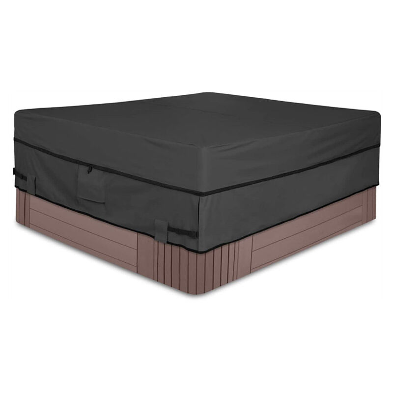 foto del prodotto copertura per spa, copertura per vasca idromassaggio da giardino impermeabile 210d, protezione uv e antivento, impermeabile per esterni, nera 200