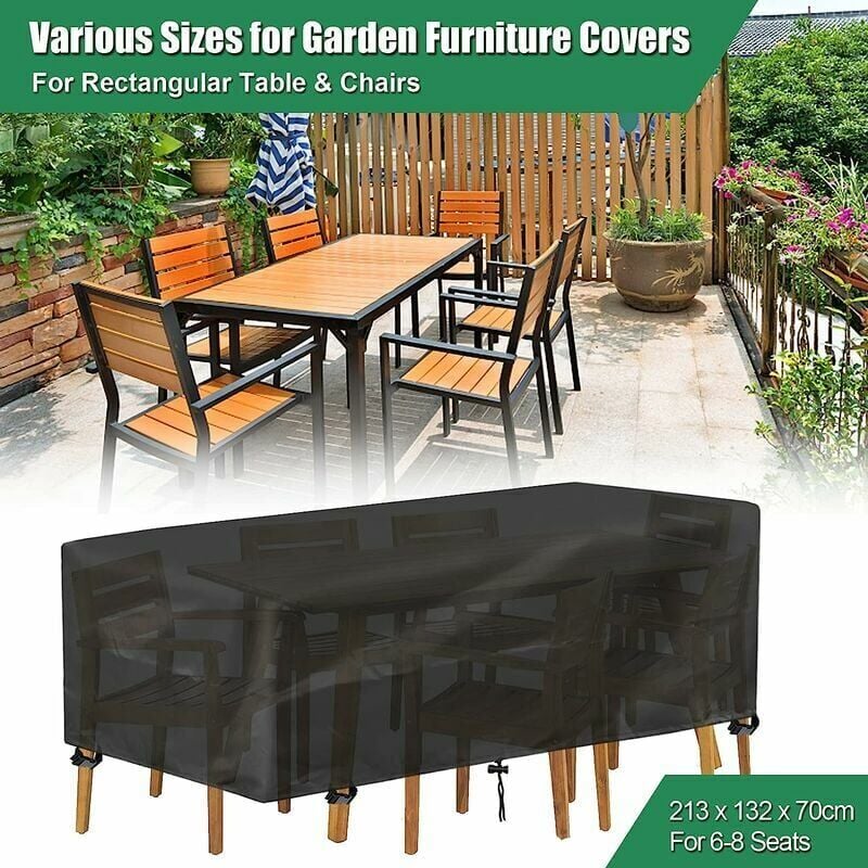 foto del prodotto copertura per tavolo da giardino, copertura per tavolo da giardino rettangolare impermeabile, protezione uv, tessuto oxford 210d, copertura per