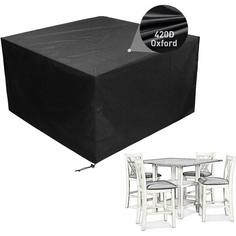 foto del prodotto copertura per tavolo quadrato, copertura impermeabile per mobili da esterno, copertura per sedie da tavolo, copertura protettiva per mobili