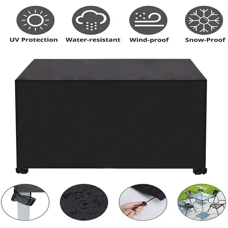 foto del prodotto copertura per tavolo rettangolare da esterno, copertura impermeabile per mobili da giardino, copertura per mobili da bistrot, poliestere 420d resistente agli strappi, 170 x 95 x 71 cm