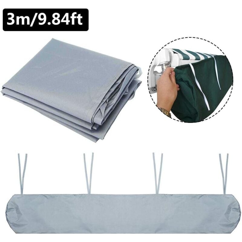 foto del prodotto copertura per tenda da sole da 3 m, impermeabile, per patio, tenda da sole laterale, copertura protettiva, tenda a rullo retrattile, protezione solare, antipolvere, con coulisse per esterni, giardino,