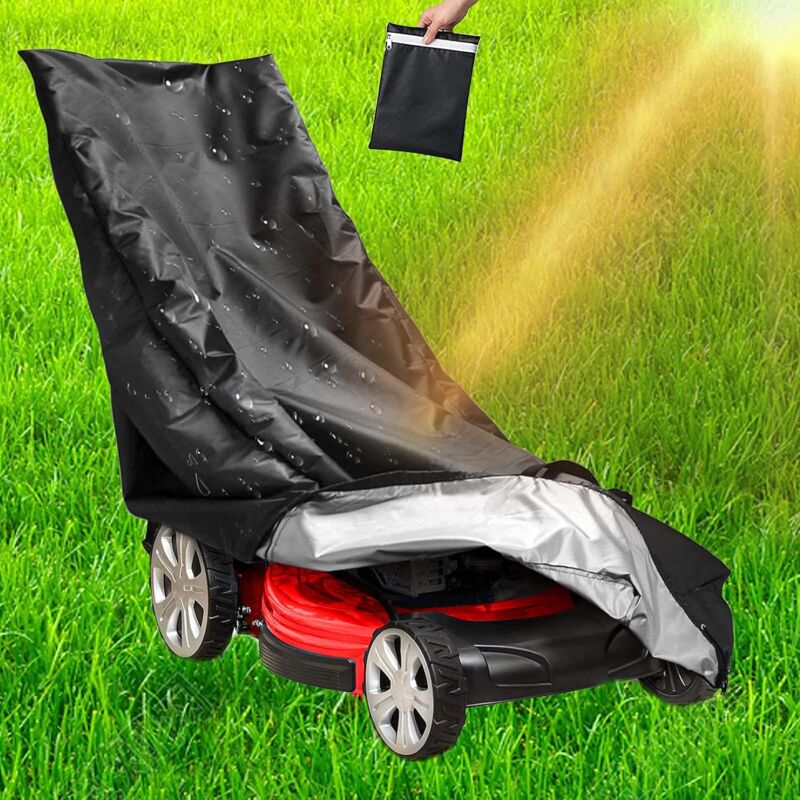 foto del prodotto copertura per tosaerba oxford 210d impermeabile, antipolvere e resistente ai raggi uv con coulisse e custodia per esterni interni 193 x 112 x 64 cm