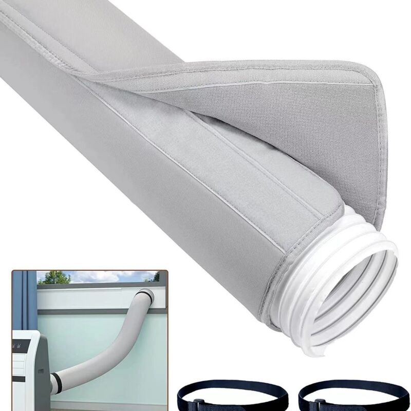 foto del prodotto copertura per tubo flessibile per condizionatore d aria portatile isolata, universale, adatta a condotti di scarico da 5 e 6 di diametro, per una