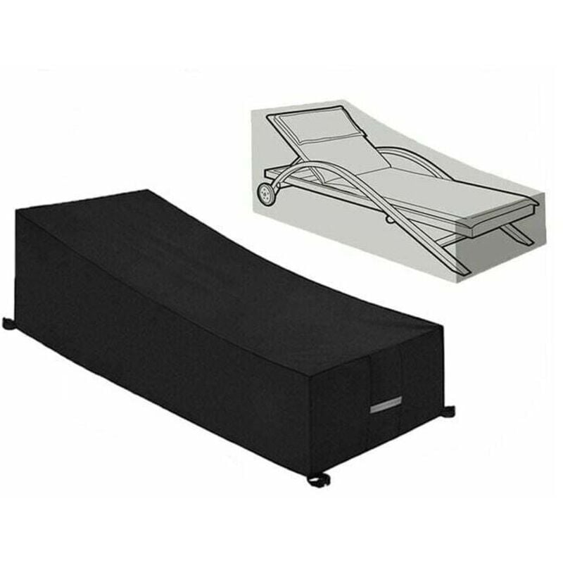 foto del prodotto copertura protettiva, impermeabile, antivento, anti uv, tessuto oxford 210d, per lettino prendisole, sedia a sdraio 210x75x40 80 cm nero