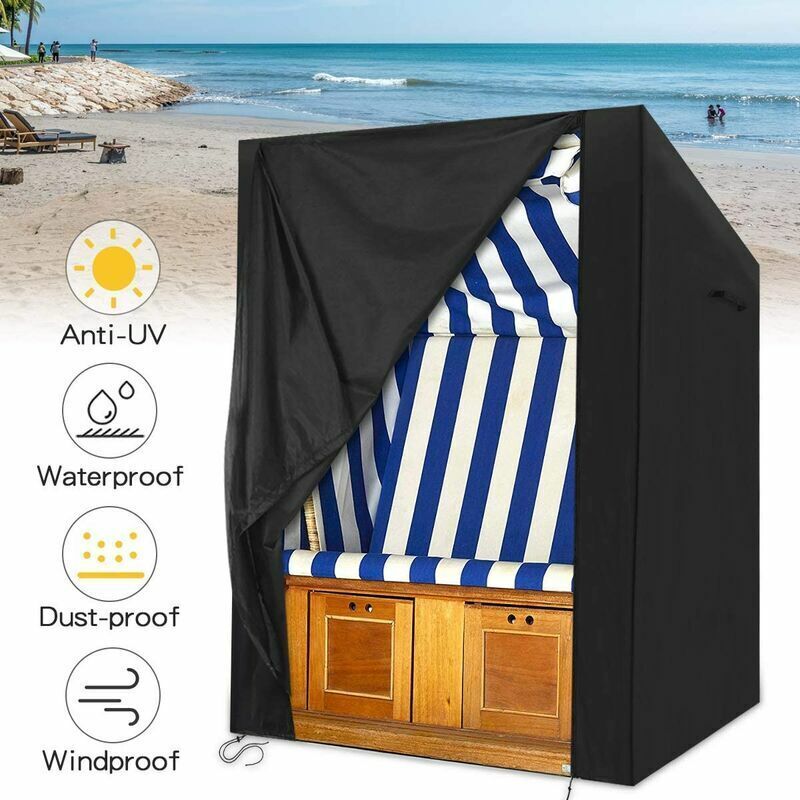 foto del prodotto copertura protettiva per sedie da spiaggia, copertura per cestino da spiaggia, tessuto oxford 210d impermeabile anti uv nero