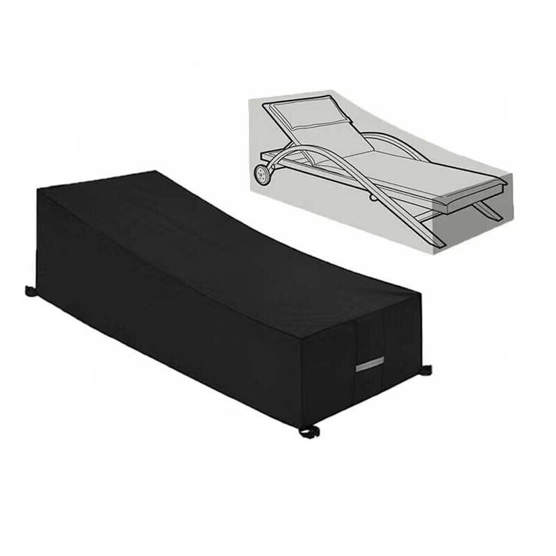 foto del prodotto copertura protettiva promozionale per lettino prendisole 210 x 75 x 40 80 cm, impermeabile, antivento, anti uv, tessuto oxford 210d, nero