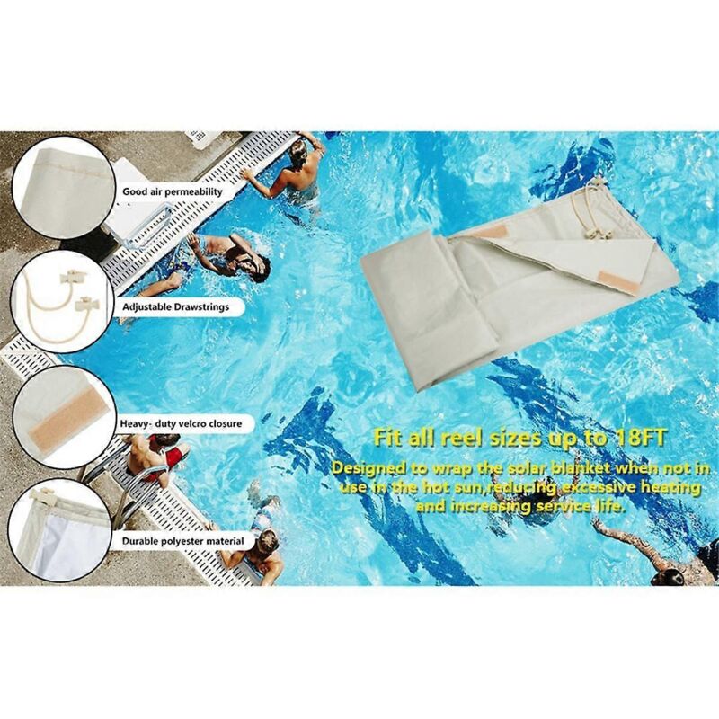 foto del prodotto copertura solare impermeabile per piscina con rullo per piscine fino a 5,5 m di larghezza, bianco crema