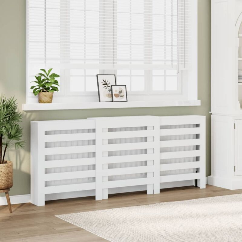 foto del prodotto copertura termosifone bianca 205x21,5x83,5 cm legno multistrato vidaxl