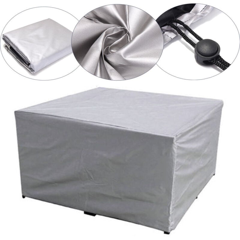 foto del prodotto coperture per mobili da giardino 11511570cm copertura per mobili da giardino tessuto oxford 210d impermeabile antivento anti-uv telone per tavolo da giardino esterno protezione-argento