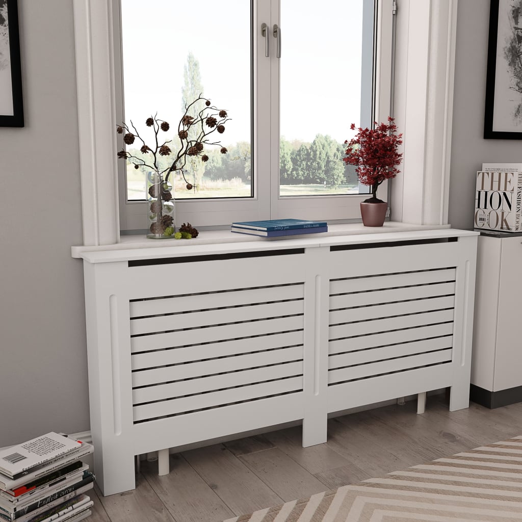 foto del prodotto coperture per radiatori 2 pz bianche 172x19x81,5 cm in mdf cod mxl 76418