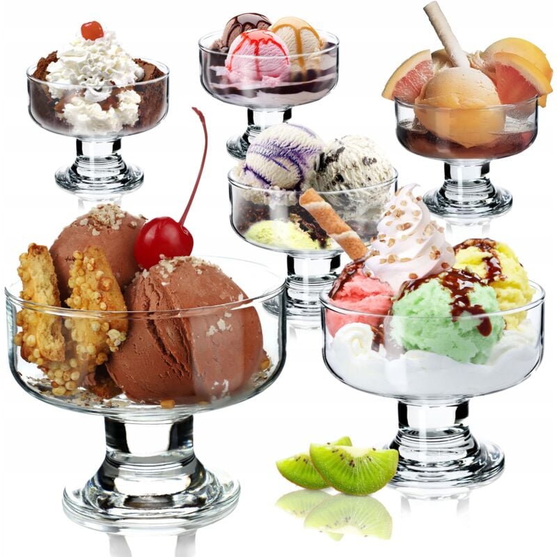 foto del prodotto coppe gelato dessert coppette in vetro 6 pezzi 180ml per set dessert gelato kadax