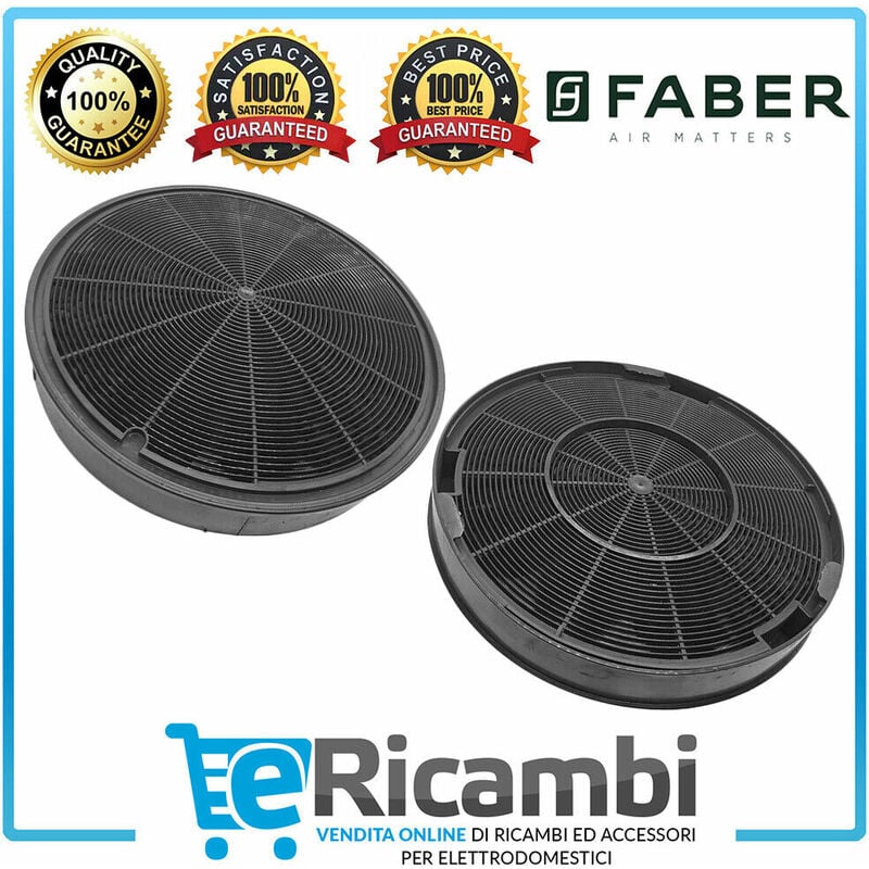foto del prodotto coppia 2 filtri a carboni attivi antiodore per cappa faber diametro 19,5cm h. 3 cm
