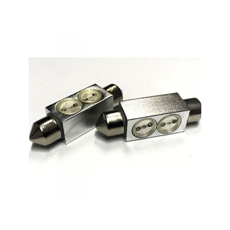 foto del prodotto coppia 2 lampade led t11 c5w siluro 40mm con 2 power led colore blu blue 12v 2w