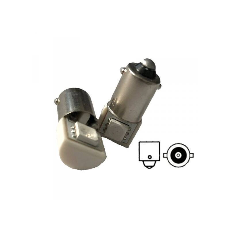 foto del prodotto coppia 2 lampadine led ba9s t4w piedi dritti con 1 smd 5050 laterale colore verde 12v 0,2w