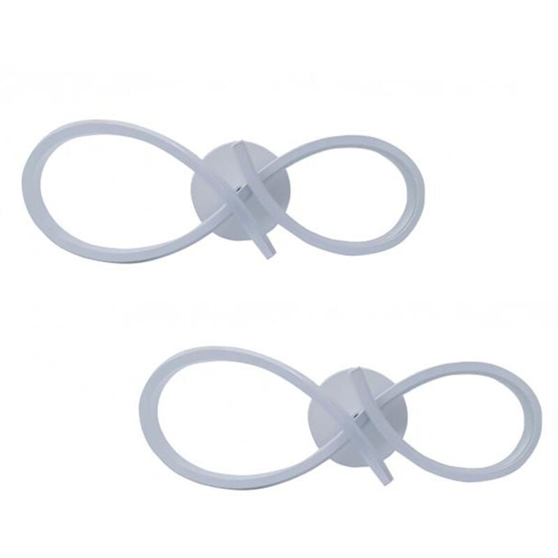 foto del prodotto coppia applique lampada parete led 12w luce calda infinito 2 pezzi bianco