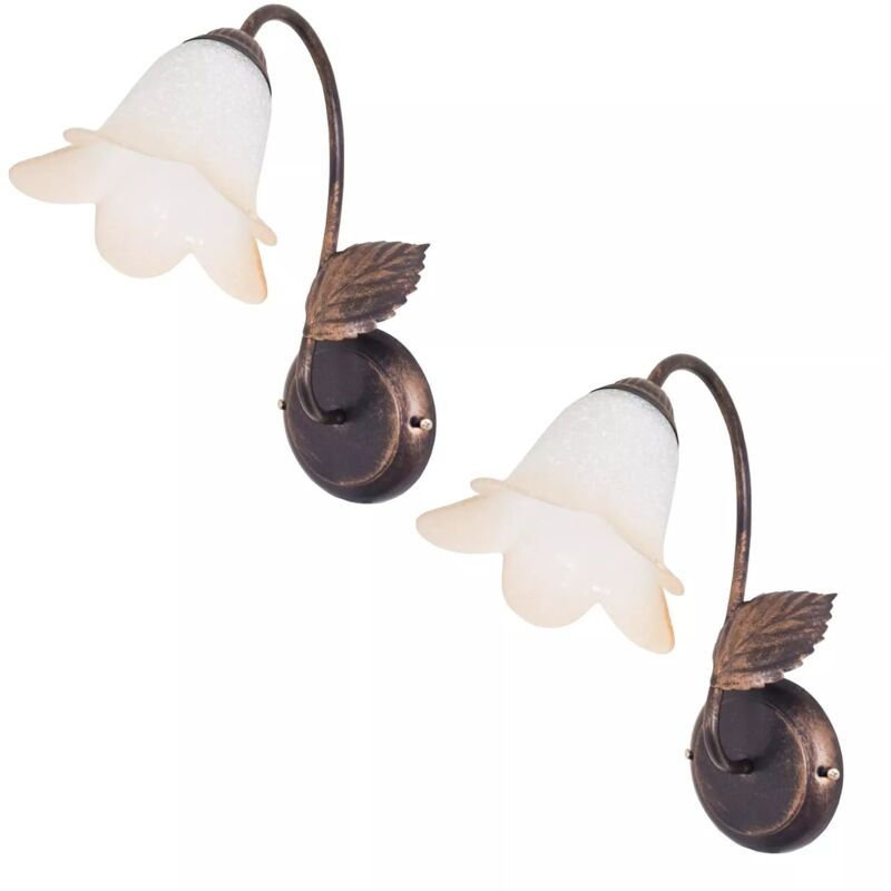 foto del prodotto coppia applique parete vintage in vetro, illuminazione interna elegante coppia lampade autunno maka
