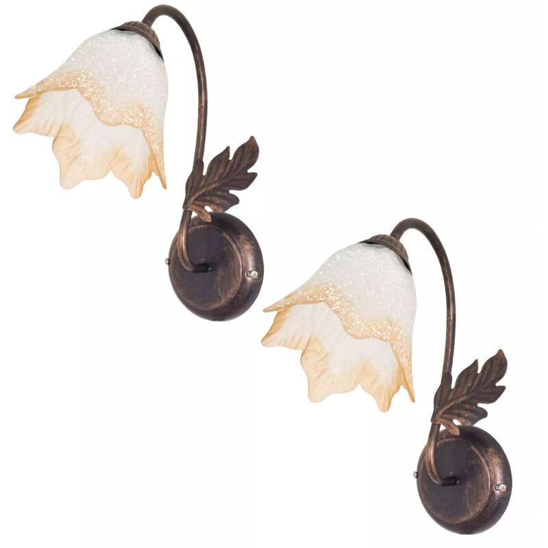 foto del prodotto coppia applique parete vintage in vetro, illuminazione interna elegante coppia lampade beatrice maka