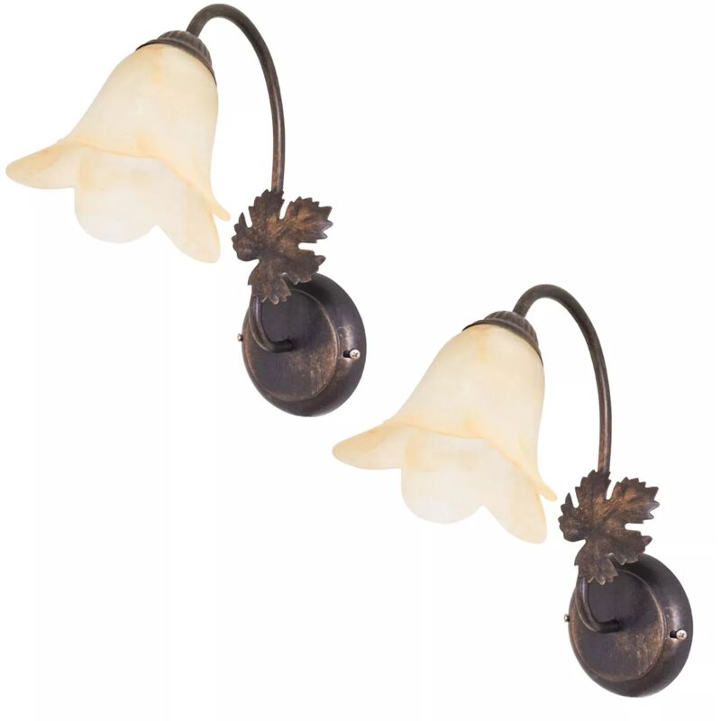 foto del prodotto coppia applique parete vintage in vetro, illuminazione interna elegante coppia lampade dana maka