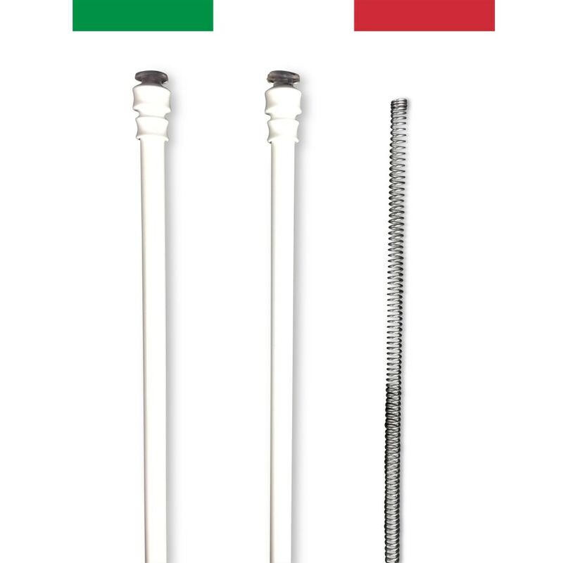 foto del prodotto coppia astine tex alluminio bianco a molla pressione regolabili per tende a vetro cm. 40 50