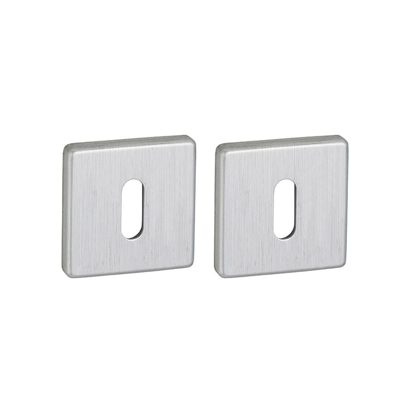 foto del prodotto coppia borchie, rosetta quadrata zibel 50x50 foro per chiave, cromo satinato thirard
