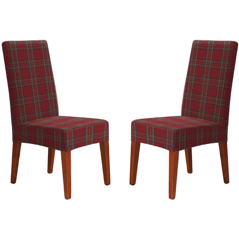 foto del prodotto coppia coprisedia con schienale antimacchia scozzese rosso tartan perth