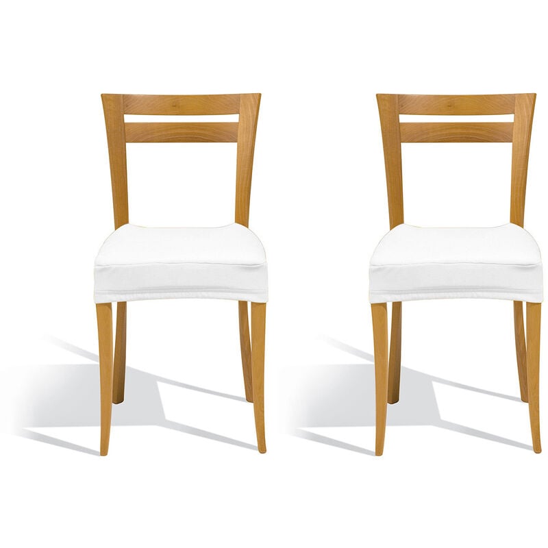 foto del prodotto coppia copriseduta per sedie tessuto antimacchia tinta unita mod. easy bianco