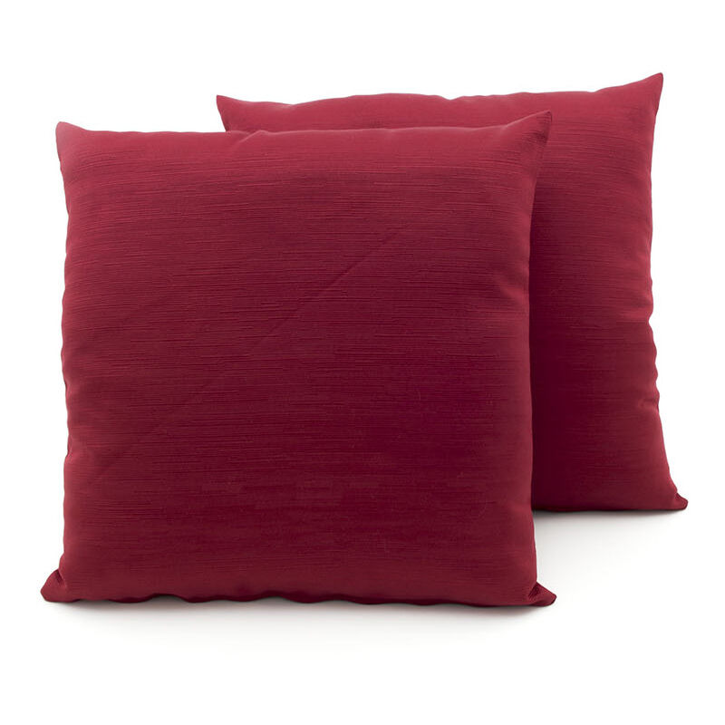 foto del prodotto coppia cuscini arredo imbottiti tessuto ottoman in tinta unita bordeaux 27, misura50x50colorebordeaux 27