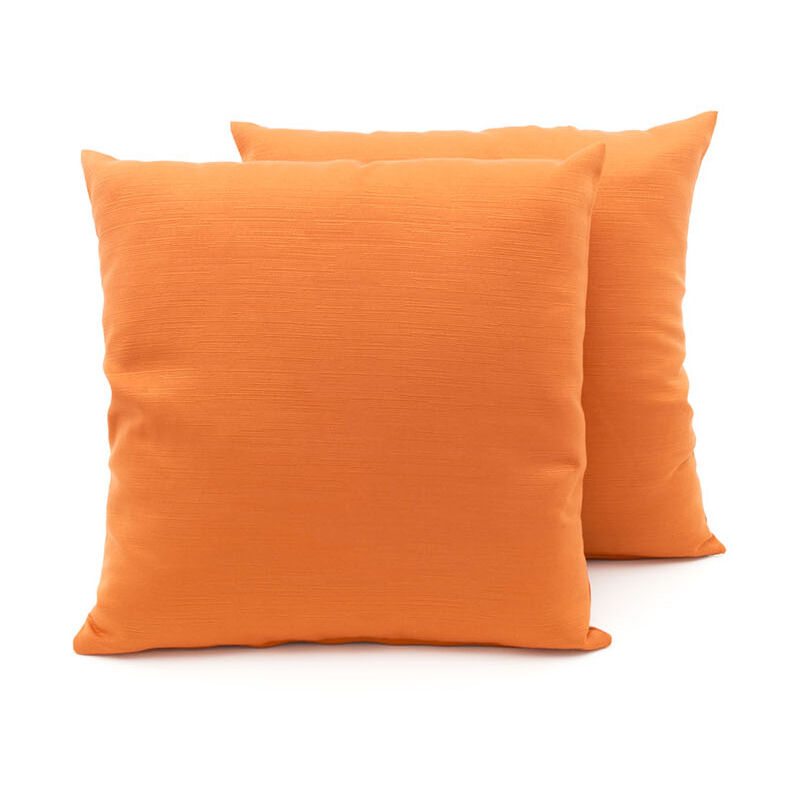 foto del prodotto coppia cuscini arredo imbottiti tessuto ottoman in tinta unita colore arancio 24, misura50x50colorearancio 24