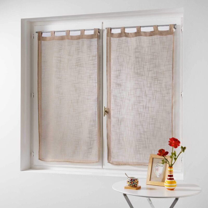 foto del prodotto coppia destra passanti effetto lino tisse haltona, poliestere, nocciola, 120 x 60 cm douceur d int rieur