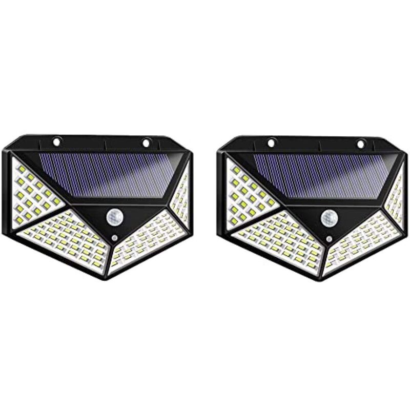 foto del prodotto coppia di faretti da esterno crepuscolari ad energia solare con 100 led tempo di saldi