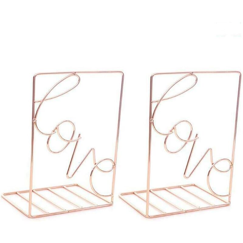 foto del prodotto coppia di fermalibri creativi in stile minimalista, fermalibri in metallo regolabili, mensola decorativa