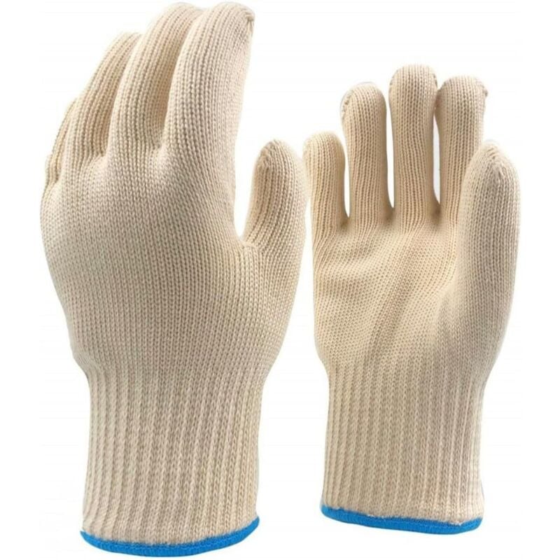 foto del prodotto coppia di guanti da forno resistenti al calore, di grandi dimensioni, con dita, resistenti al calore, in cotone spesso lavorato a maglia per