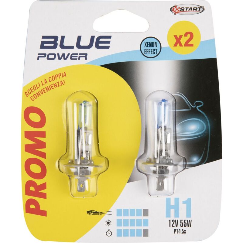 foto del prodotto coppia di lampadine alogena h1 blue power 12v 55w p14,5s