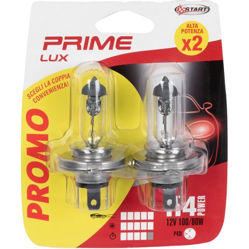 foto del prodotto coppia di lampadine auto alogene h4 12v 100 80w p43t