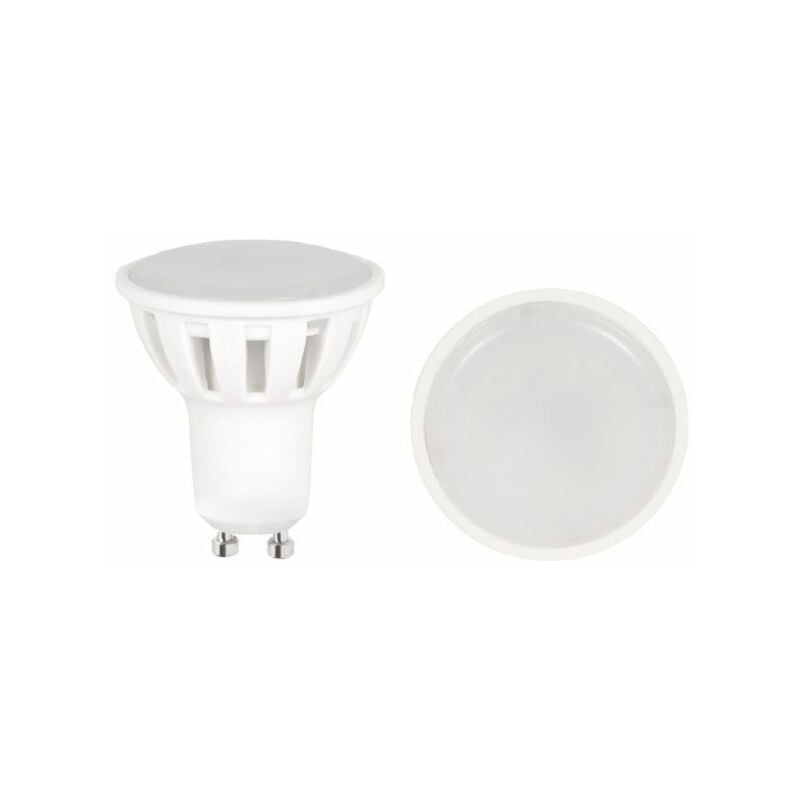 foto del prodotto coppia di lampadine led gu10 3w con copertura opaca e luce bianca 6500k
