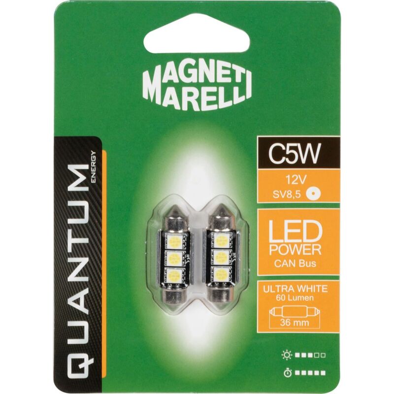 foto del prodotto coppia di lampadine led per auto quantum energy ultra white 36mm 12v