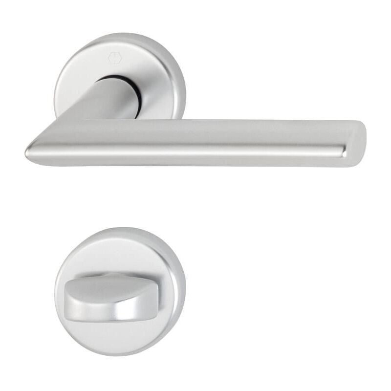 foto del prodotto coppia di maniglie a leva su rosa stoccolma hoppe 1140 42k 42ks argento alu - beccuccio a canna condannato - 2834316