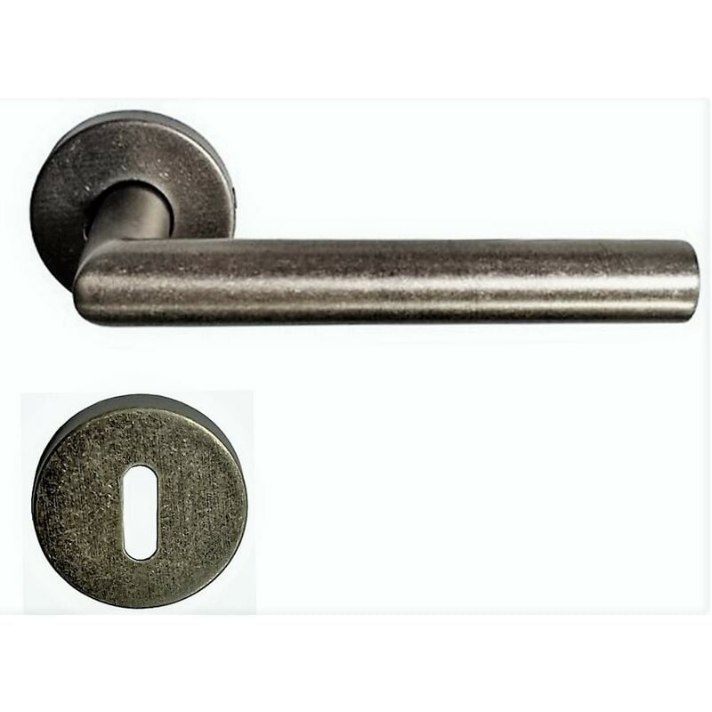 foto del prodotto coppia di maniglie a rosa in acciaio inossidabile 304 antik silver +1 coppia di rose con foro per la chiave