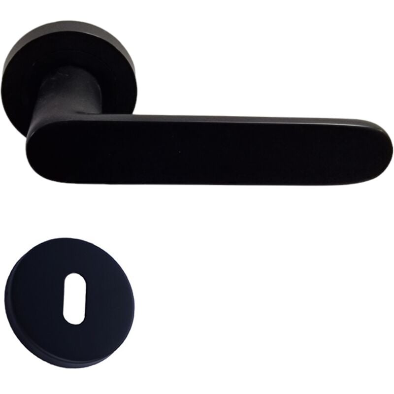 foto del prodotto coppia di maniglie joe klose su rose rotonde alluminio nero trou petite cl 
