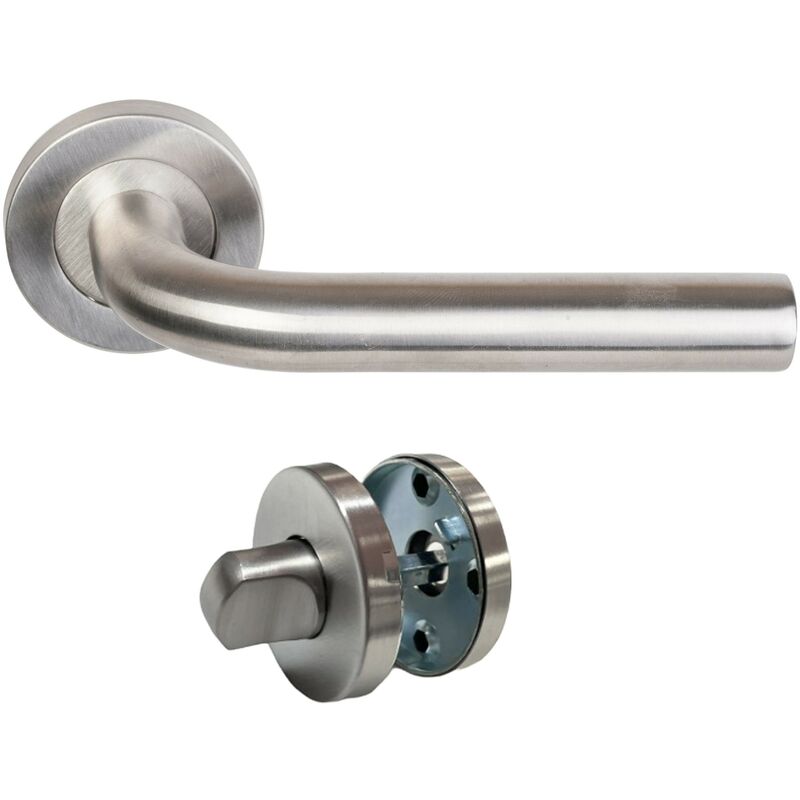 foto del prodotto coppia di maniglie klose besser con rosette, modello elsa a l, in acciaio inox 304 1 coppia di coccarde di condanna