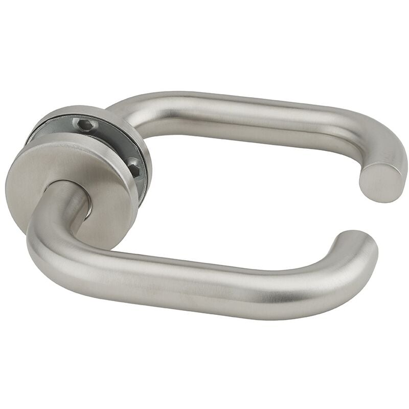 foto del prodotto coppia di maniglie per porta, quadro 7mm, acciaio inox 304 satinato, viti di fissaggio invisibili - thirard